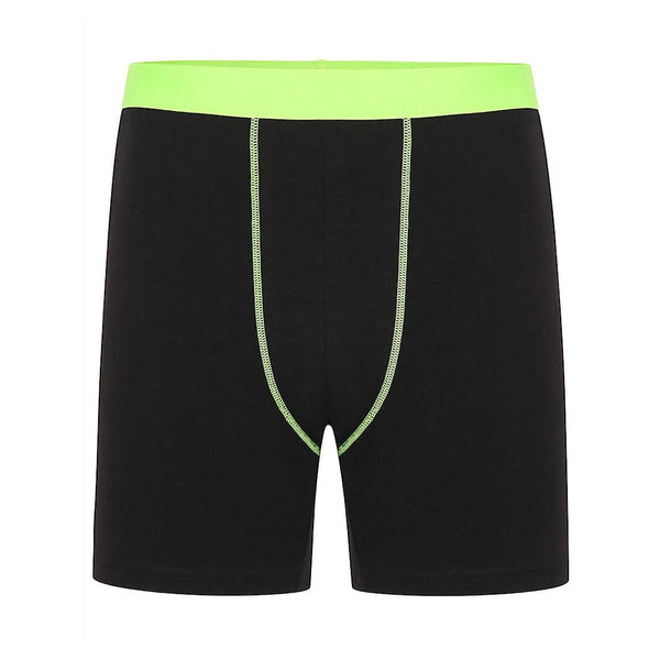 elo Men's Threading Detail Oxford Boxer Shorts Black & Green