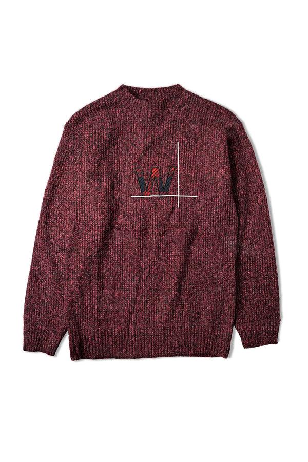 Elo Men's W Embroidered Design Mock Neck Sweater Grey