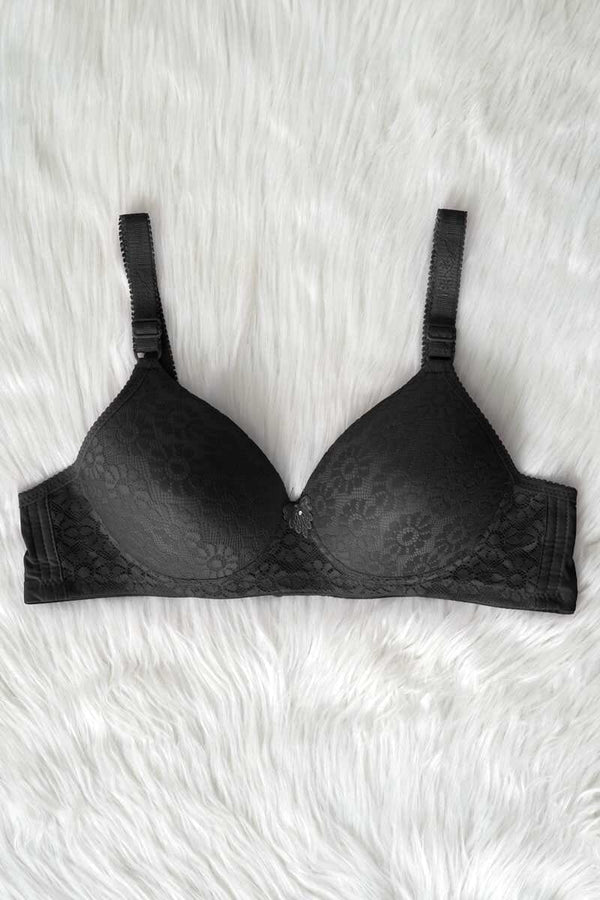 Elo Miansiqi Women's Embroidered Net Padded Bra Powder Pink