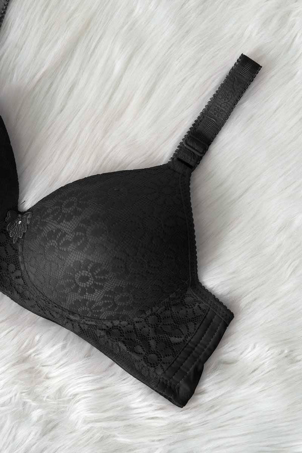 Elo Miansiqi Women's Embroidered Net Padded Bra Powder Pink