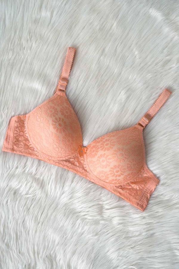 elo Miansiqi Women's Embroidered Net Padded Bra Powder Pink