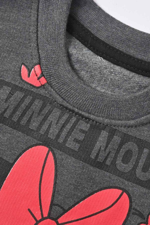 Elo Minoti Girl's Minnie Mouse Printed Fleece Sweatshirt Charcoal
