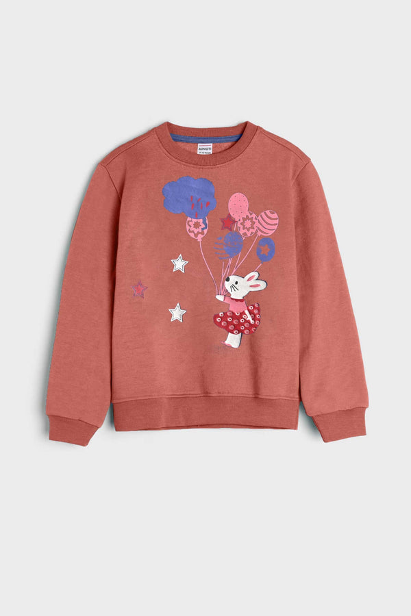elo Minoti Kid's Bunny Balloons Fleece Sweat Shirt Brick Red