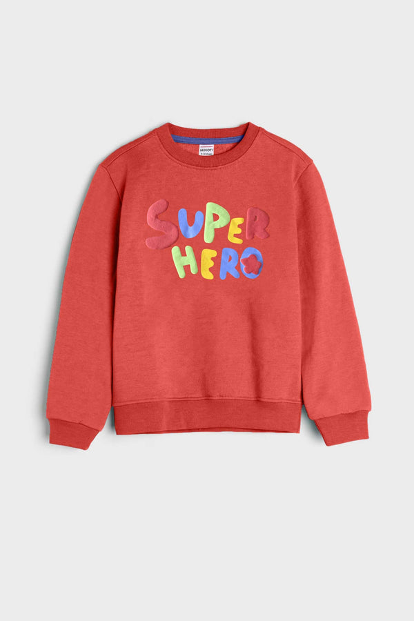 Elo Minoti Kid's Super Hero Printed Fleece Sweat Shirt Rust