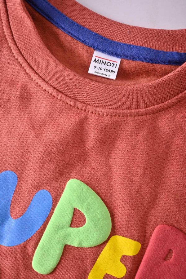 Elo Minoti Kid's Super Hero Printed Fleece Sweat Shirt Rust