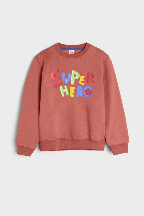 Elo Minoti Kid's Super Hero Printed Fleece Sweat Shirt Rust