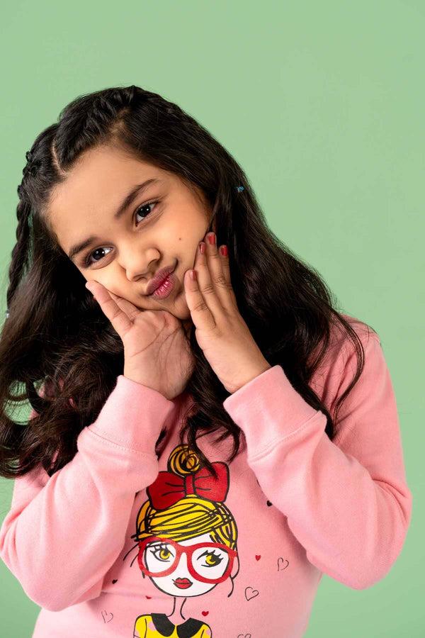 Elo MNG Girl's Listen To Your Heart Printed Sweatshirt Grey