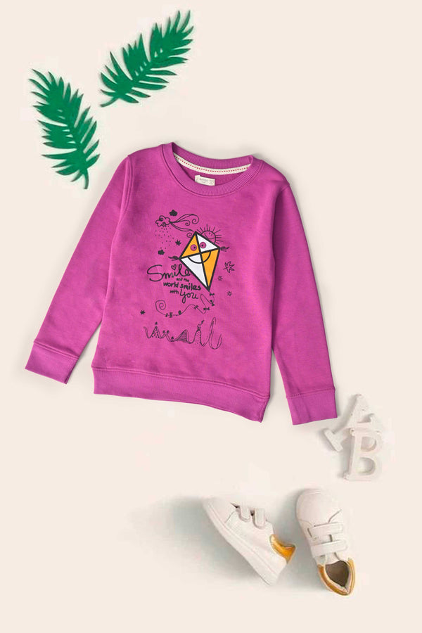 elo MNG Kid's Smile Printed Terry Sweatshirt Purple