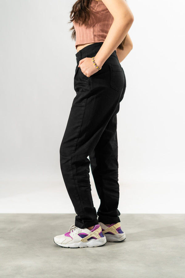 Elo Mom Fit High Rise Women's Straight Fit Pants Navy