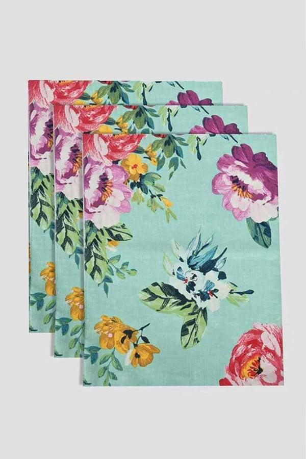 Elo Montreux Floral Printed Table Mat- Pack Of 3 Turquoise