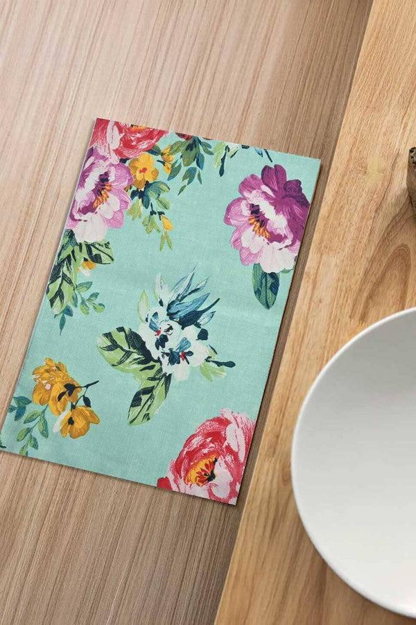 elo Montreux Floral Printed Table Mat- Pack of 3 Turquoise