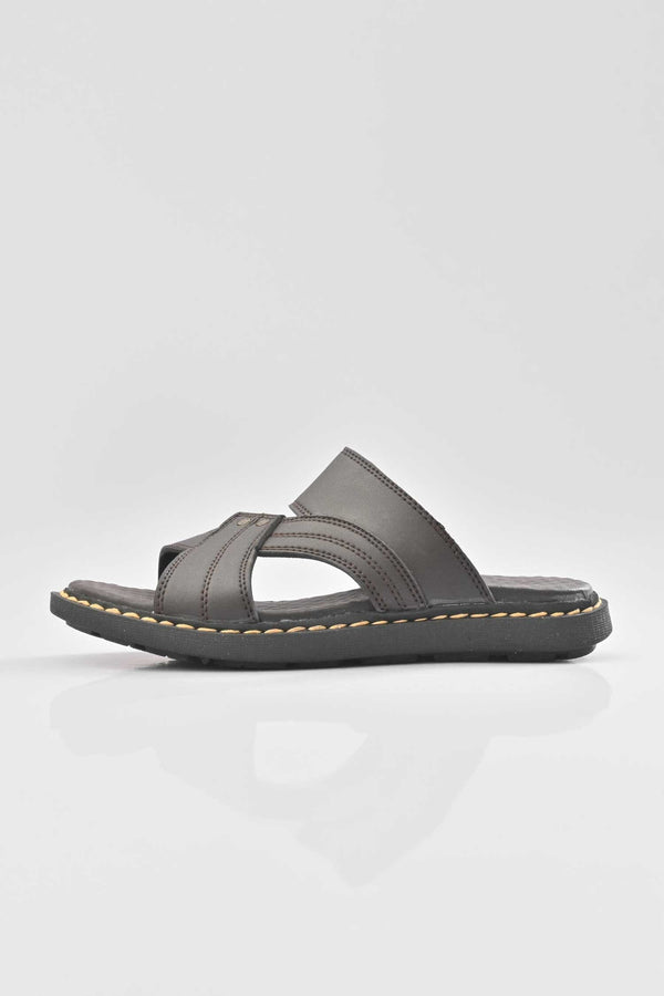 Elo MR Men's Haderslev Padded Sole PU Leather Chappal Chocolate