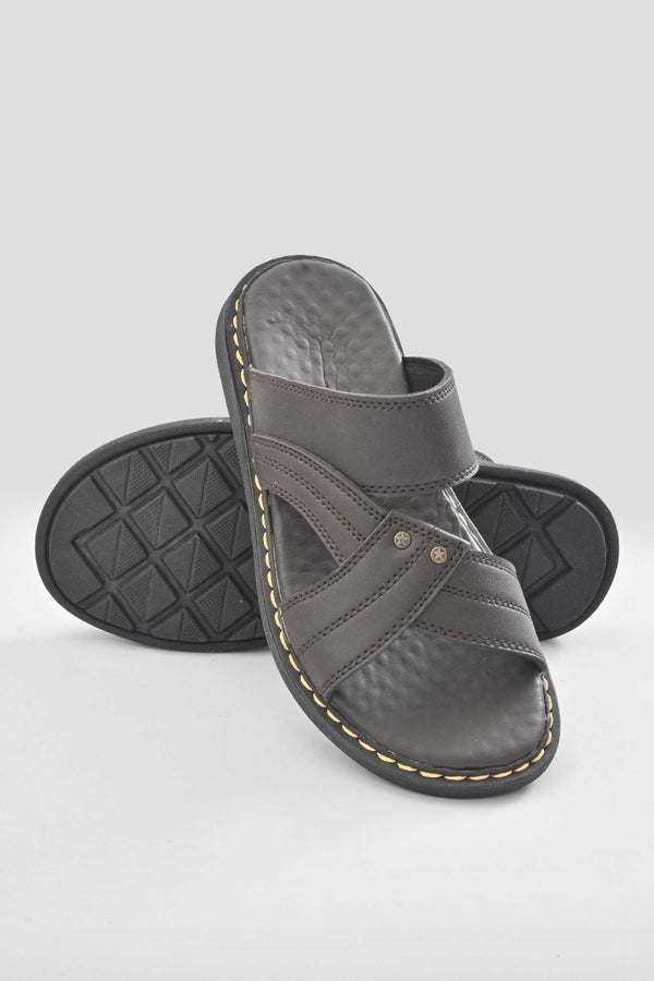 Elo MR Men's Haderslev Padded Sole PU Leather Chappal Chocolate