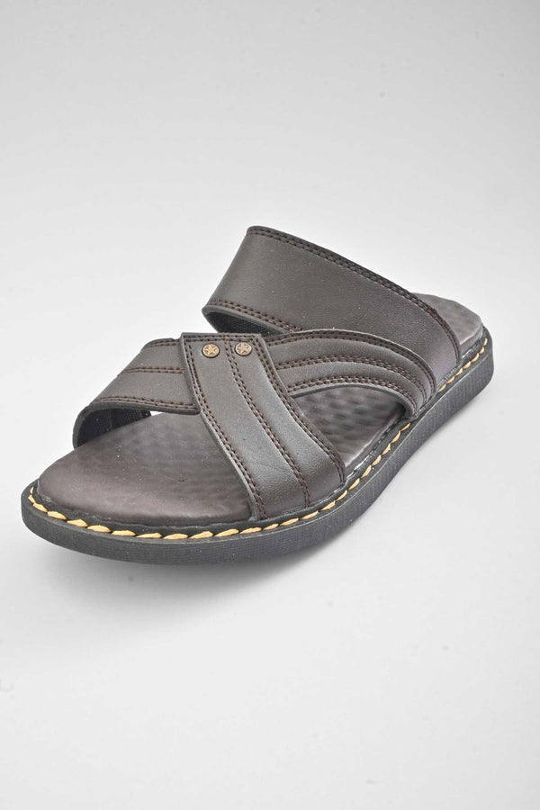 Elo MR Men's Haderslev Padded Sole PU Leather Chappal Chocolate