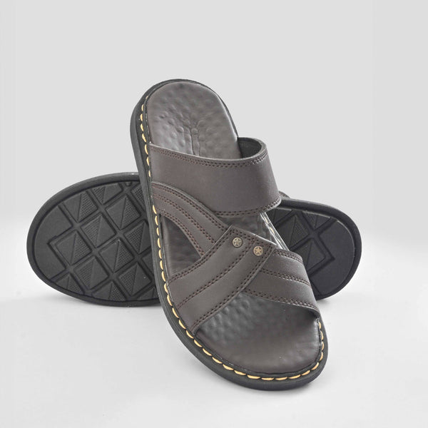 elo MR Men's Haderslev Padded Sole PU Leather Chappal Chocolate