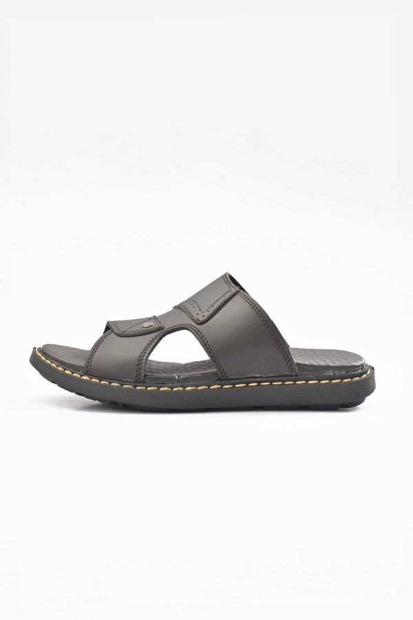 Elo MR Men's Randers Padded Sole PU Leather Chappal Black