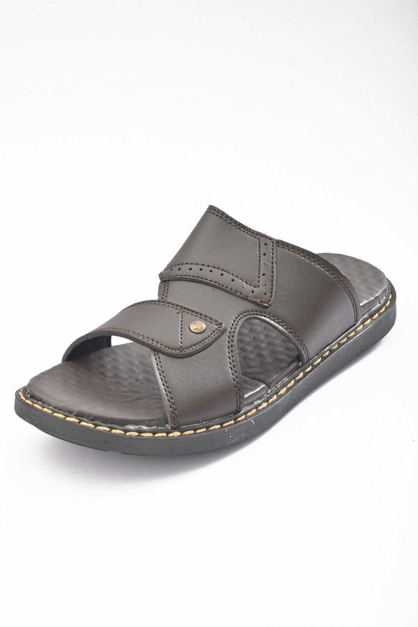 Elo MR Men's Randers Padded Sole PU Leather Chappal Black