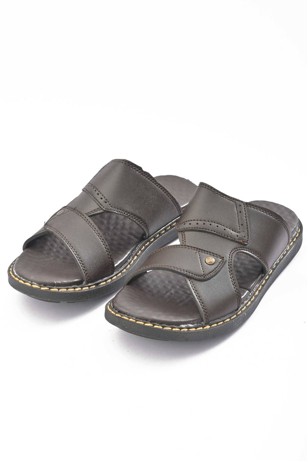 Elo MR Men's Randers Padded Sole PU Leather Chappal Black