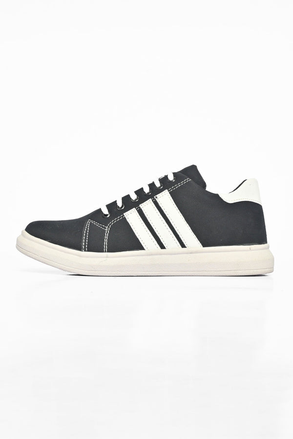 Elo MR Men's Stripe Style Lace-up Sneaker Shoes Black