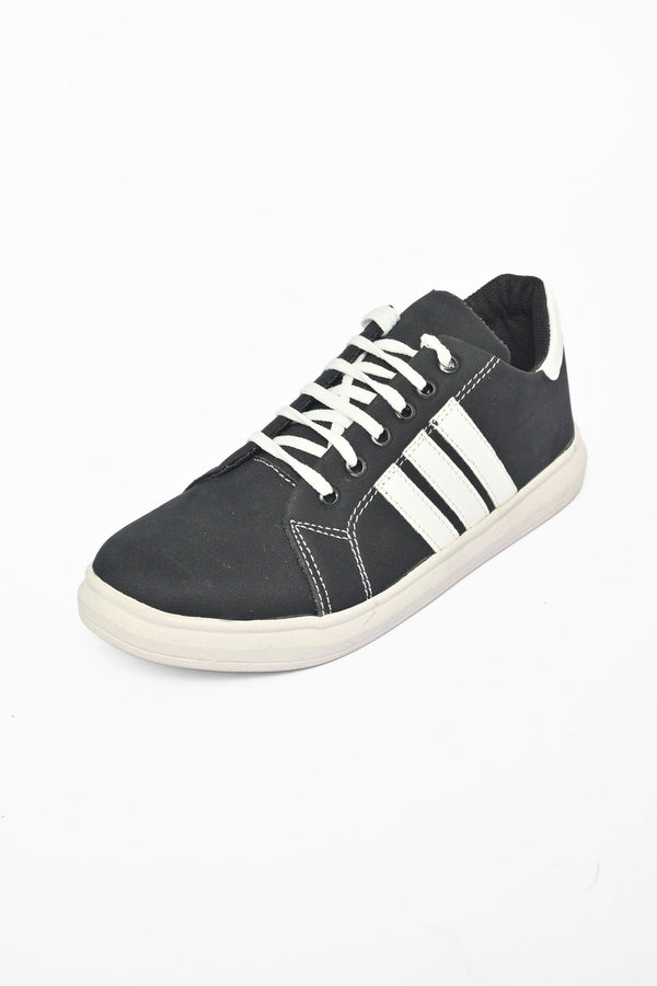 Elo MR Men's Stripe Style Lace-up Sneaker Shoes Black