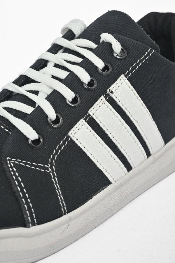 Elo MR Men's Stripe Style Lace-up Sneaker Shoes Black