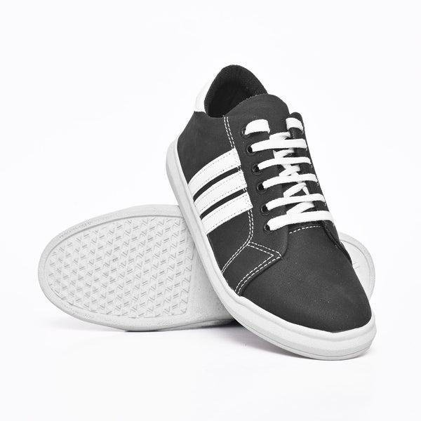 elo MR Men's Stripe Style Lace-up Sneaker Shoes Black