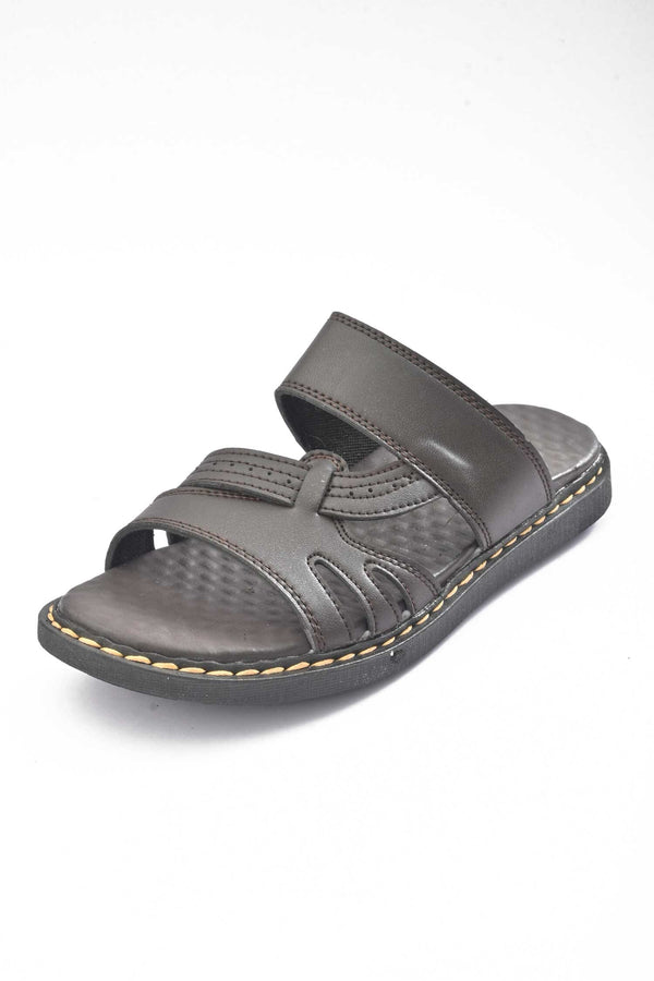 Elo MR Men's Taastrup Padded Sole PU Leather Chappal Black