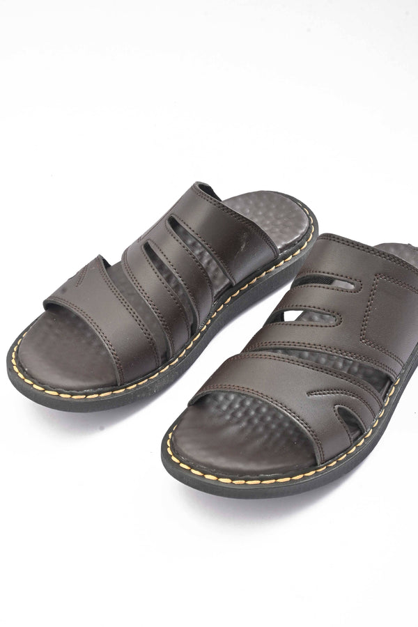 Elo MR Men's Viborg Padded Sole PU Leather Chappal Chocolate