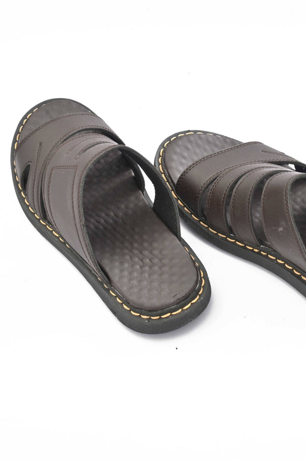 Elo MR Men's Viborg Padded Sole PU Leather Chappal Chocolate