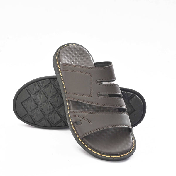 elo MR Men's Viborg Padded Sole PU Leather Chappal Chocolate