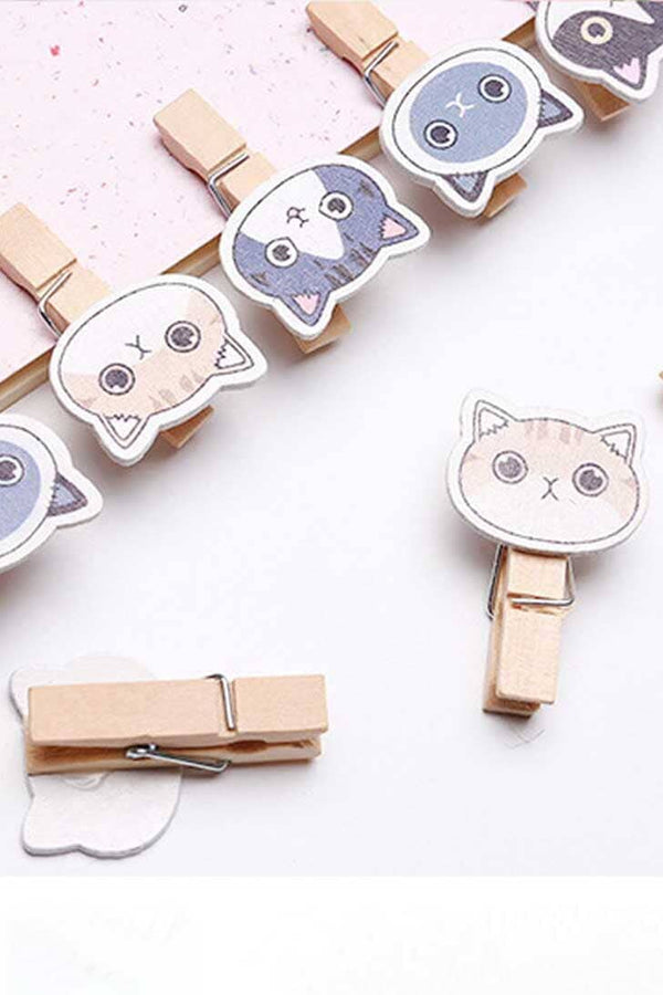 Elo Multi Design Wooden Paper Clips With Hemp Rope Pack