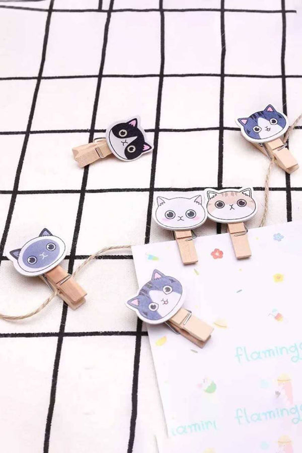 Elo Multi Design Wooden Paper Clips With Hemp Rope Pack