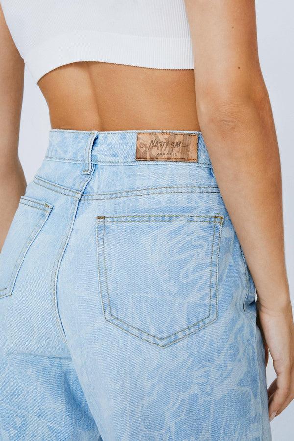 Elo Nasty Gal Women's Comic Printed Denim Jeans Sky