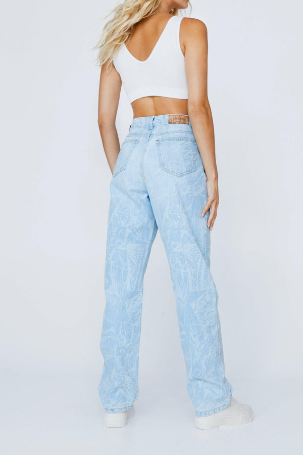 Elo Nasty Gal Women's Comic Printed Denim Jeans Sky