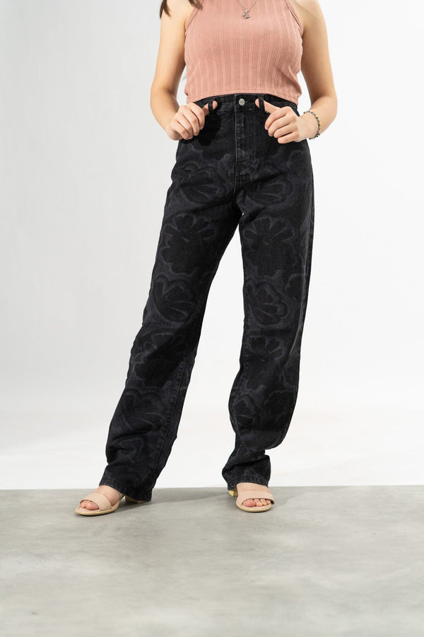 elo Nasty Gal Women's Devon Retro Floral Denim Black