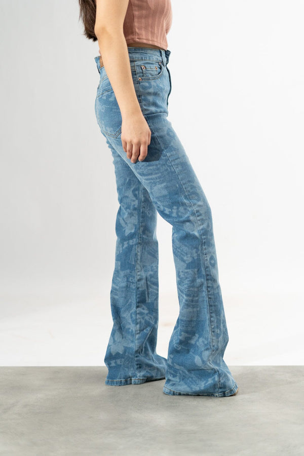 Elo Nasty Gal Women's High Waisted Stretched Flare Denim Blue