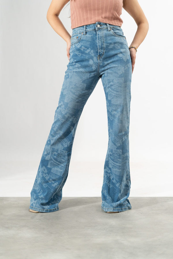 elo Nasty Gal Women's High Waisted Stretched Flare Denim Blue