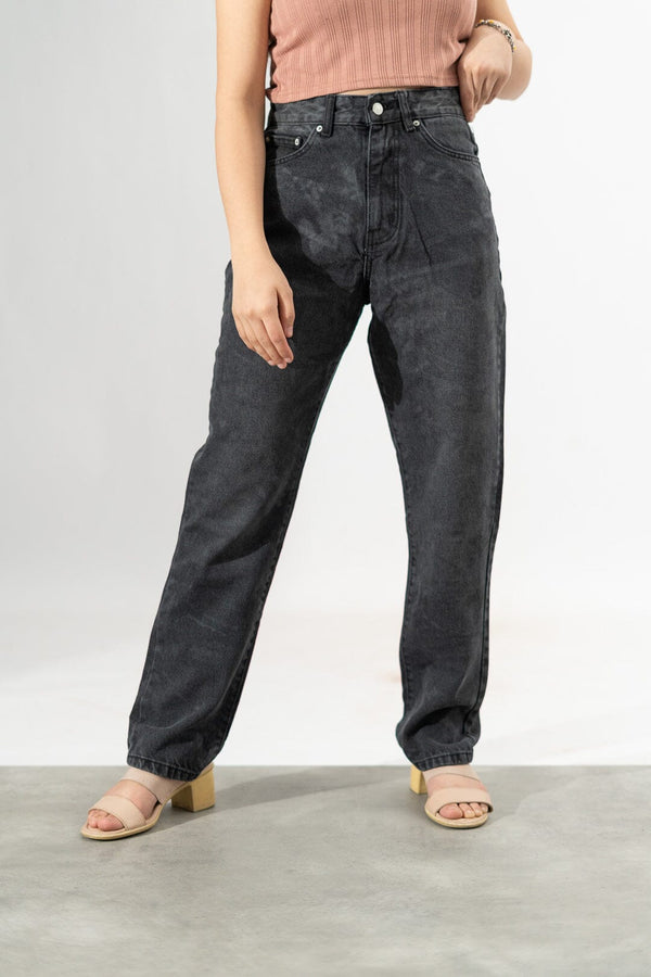 elo Nasty Gal Women's Straight Leg Vintage Denim Black