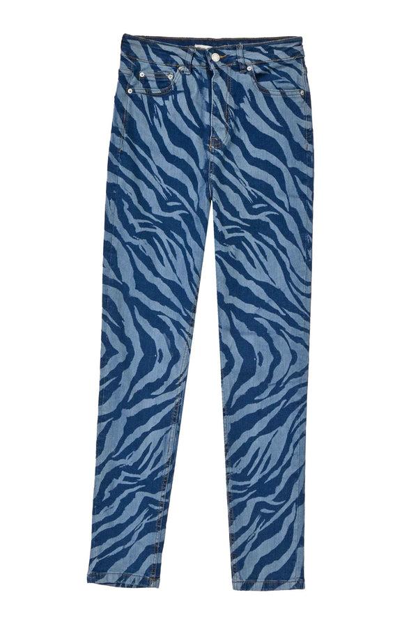 Elo Nasty Gal Women's Zebra Printed Skinny Jeans Blue