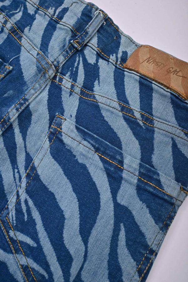 Elo Nasty Gal Women's Zebra Printed Skinny Jeans Blue