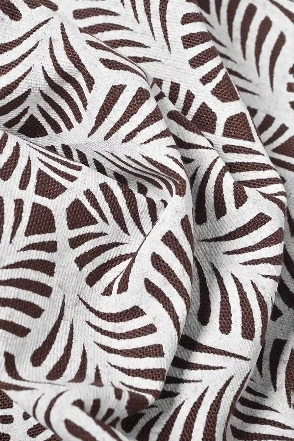 Elo New Fashion Men's Laren Leaves Printed Slim Fit Casual Shirt Brown & White