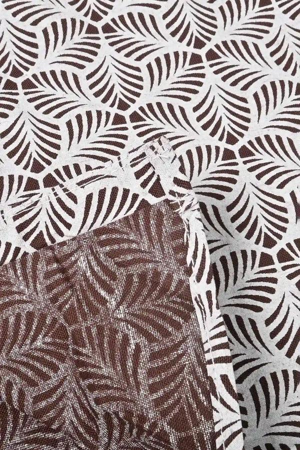 Elo New Fashion Men's Laren Leaves Printed Slim Fit Casual Shirt Brown & White