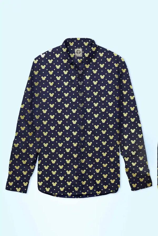 Elo New Fashion Men's Star Printed Smart Fit Casual Shirt Navy
