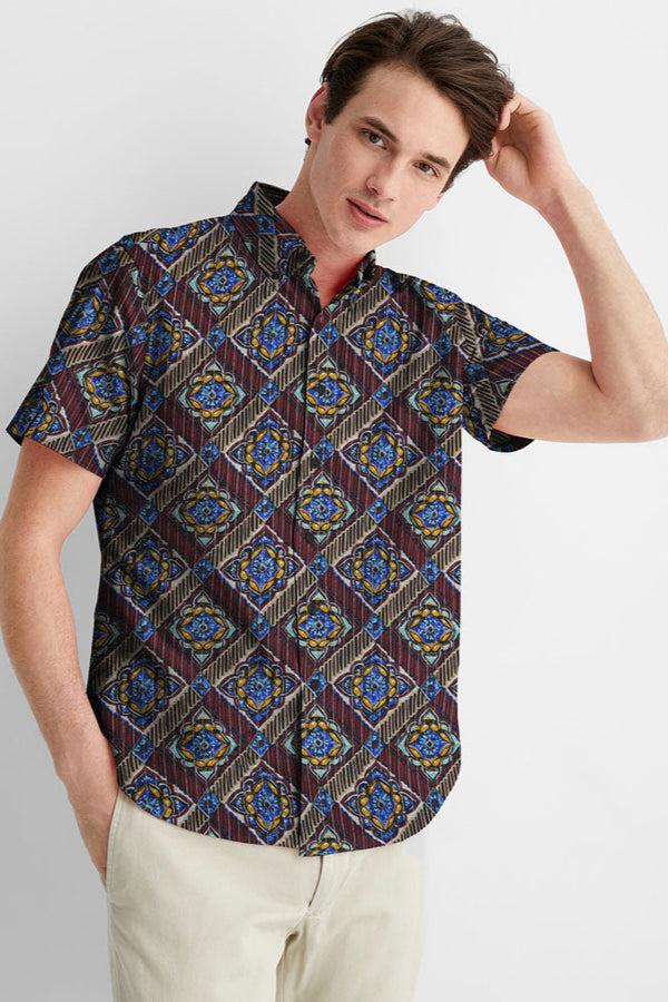 elo Nexoluce Men's Slim Fit Rayong Short Sleeve Casual Shirt