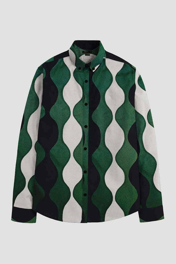 elo Nexoluce Men's Warsaw Slim Fit Casual Shirt Bottle Green