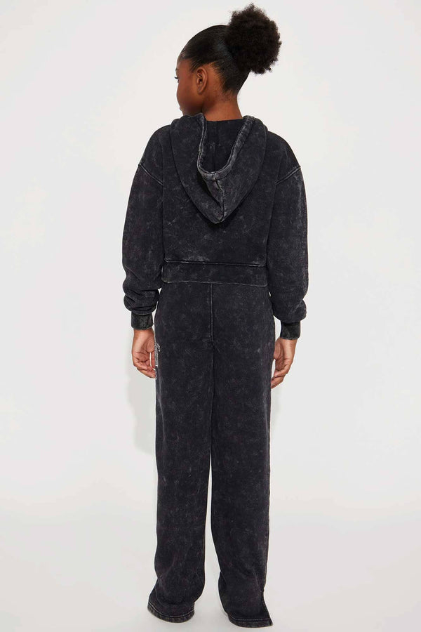 Elo NK Girl's Acid Wash Dragon Zipper Hoodie Smog Black