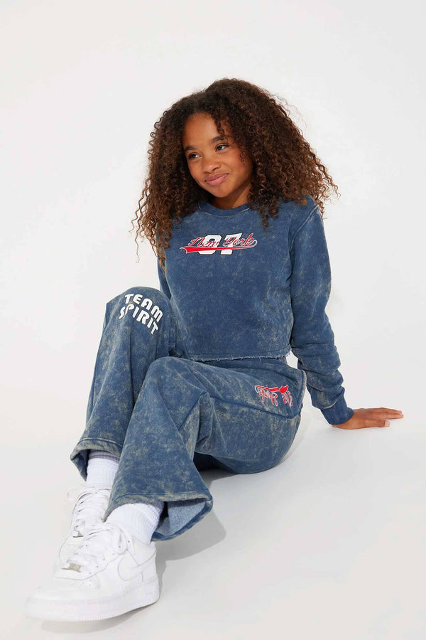 Elo NK Girl's New York Athletic Washed Fleece Trousers Navy