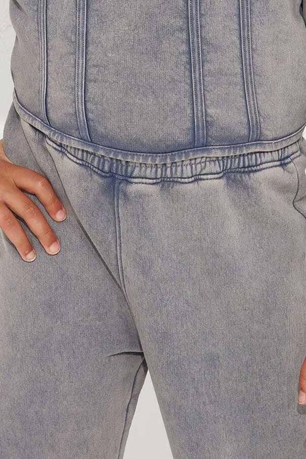 Elo NK Girl's New York Hustle Washed Fleece Trousers Grey