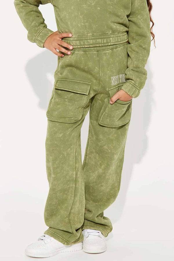 elo NK Girl's New York Printed Fleece Trousers Green