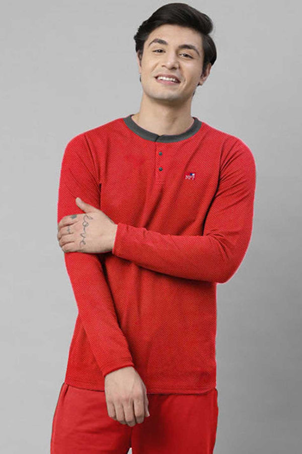 elo NPT Men's Logo Embroidered Long Sleeve Hanley Shirt Red